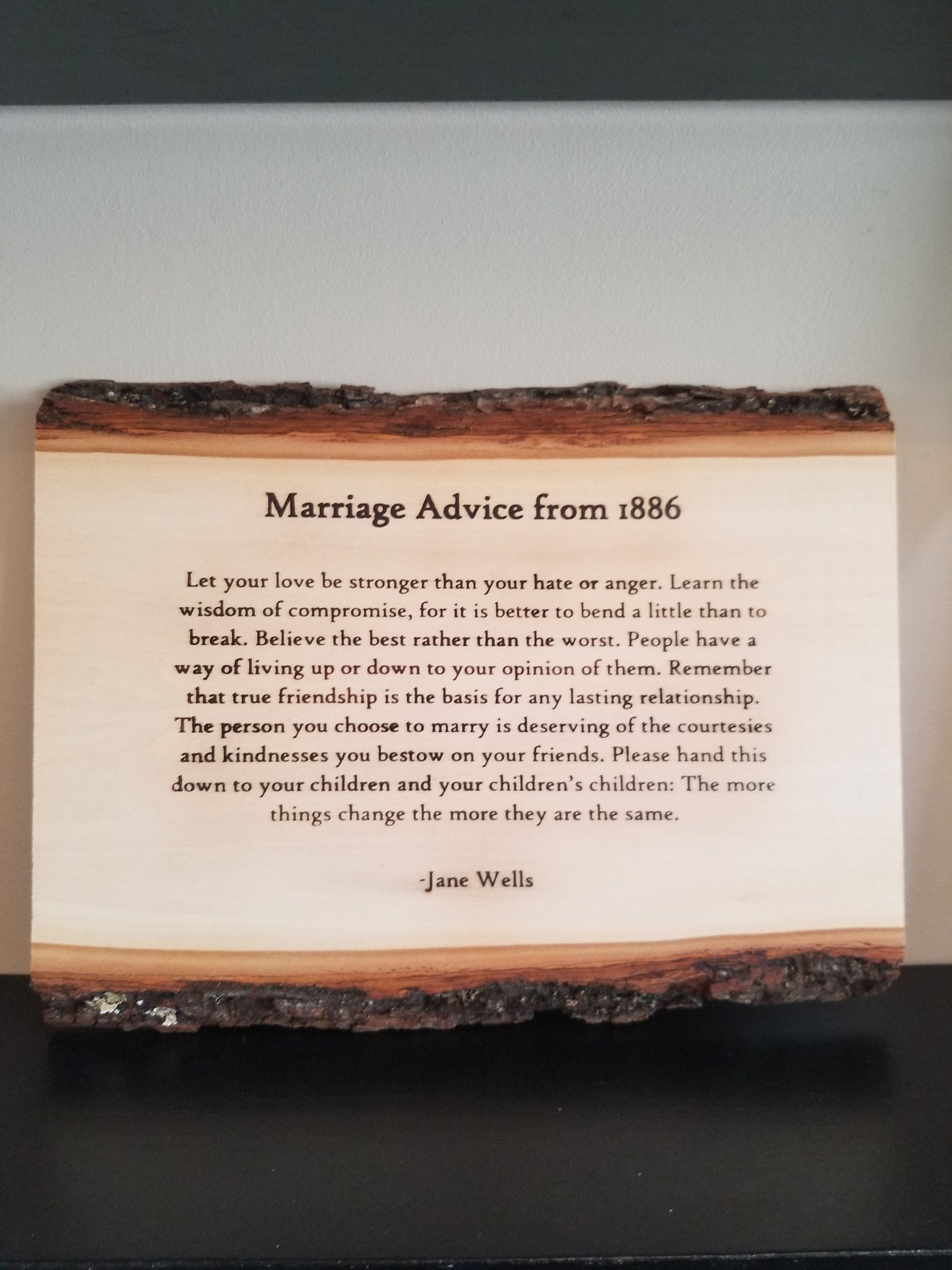 Marriage Advice From 1886 | Wedding Gift | Wall Art | Woodburned Plaque